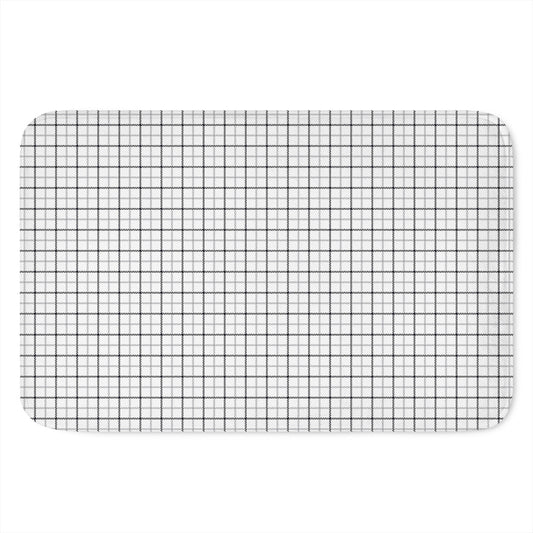 White Tattersall Pattern Print Indoor Door Mat