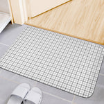 White Tattersall Pattern Print Indoor Door Mat