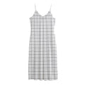 White Tattersall Pattern Print Jersey Midi Cami Dress