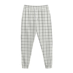 White Tattersall Pattern Print Jogger Pants