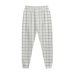 White Tattersall Pattern Print Jogger Pants