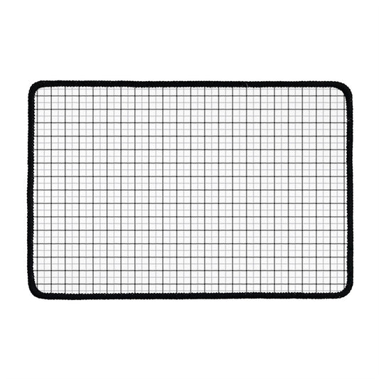 White Tattersall Pattern Print Kitchen Mat