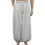 White Tattersall Pattern Print Lantern Pants