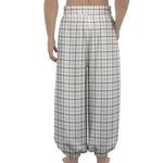 White Tattersall Pattern Print Lantern Pants
