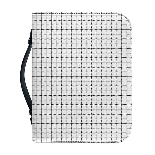 White Tattersall Pattern Print Leather Bible Cover