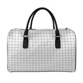 White Tattersall Pattern Print Leather Duffel Bag