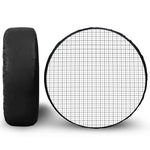 White Tattersall Pattern Print Leather Spare Tire Cover