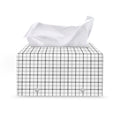 White Tattersall Pattern Print Leather Tissue Box Cover