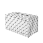 White Tattersall Pattern Print Leather Tissue Box Cover