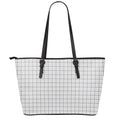 White Tattersall Pattern Print Leather Tote Bag With Zipper