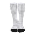 White Tattersall Pattern Print Long Socks