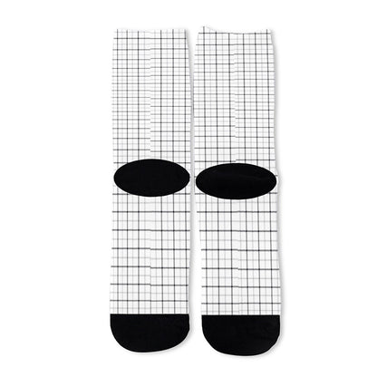 White Tattersall Pattern Print Long Socks