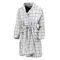 White Tattersall Pattern Print Men's Bathrobe