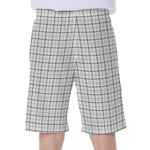 White Tattersall Pattern Print Men's Beach Shorts