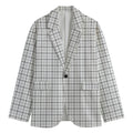 White Tattersall Pattern Print Men's Blazer