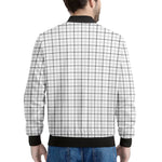 White Tattersall Pattern Print Men's Bomber Jacket