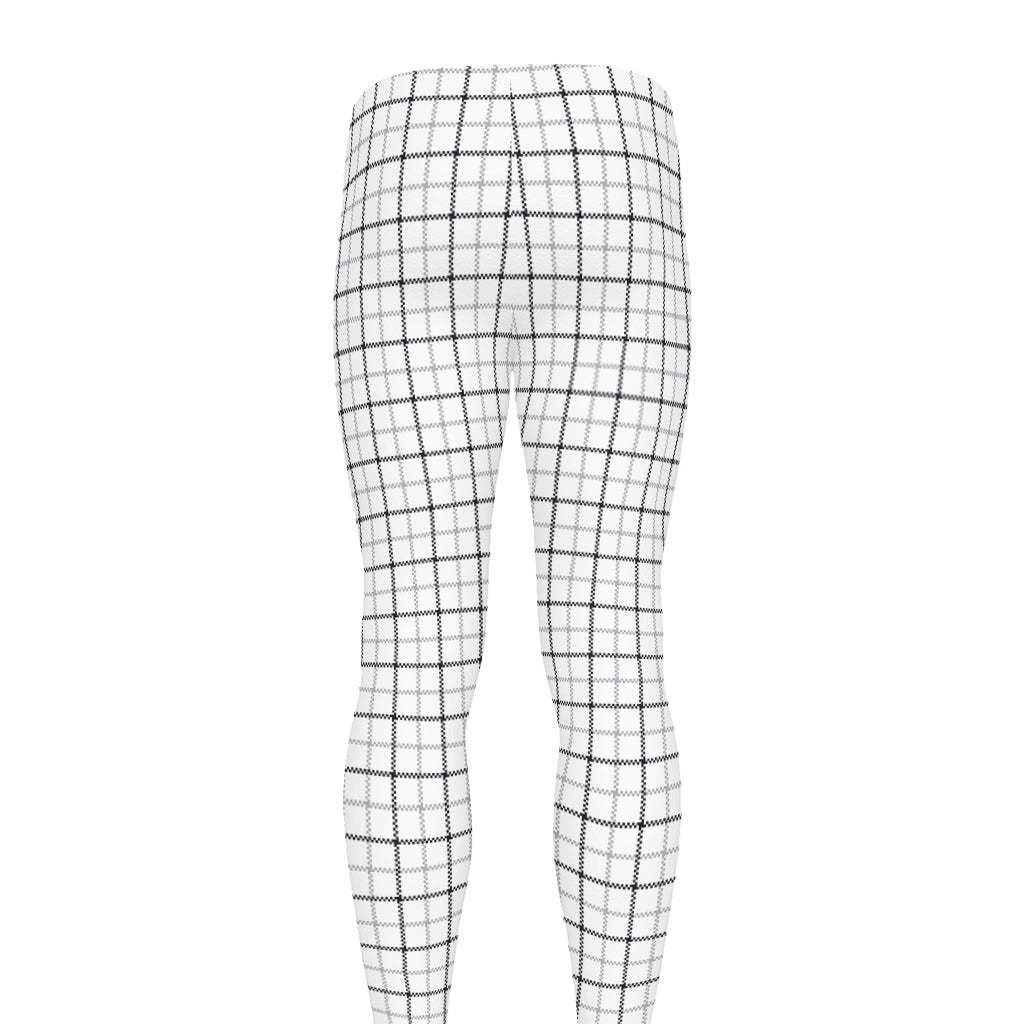 White Tattersall Pattern Print Men's leggings