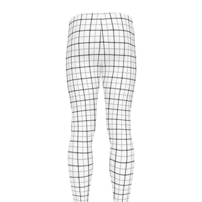 White Tattersall Pattern Print Men's leggings