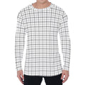 White Tattersall Pattern Print Men's Long Sleeve T-Shirt