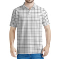 White Tattersall Pattern Print Men's Polo Shirt