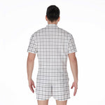 White Tattersall Pattern Print Men's Rompers