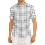 White Tattersall Pattern Print Men's Short Sleeve Rash Guard