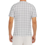 White Tattersall Pattern Print Men's Short Sleeve Rash Guard