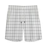 White Tattersall Pattern Print Men's Sports Shorts