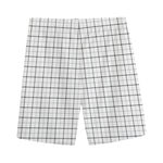 White Tattersall Pattern Print Men's Sports Shorts