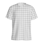 White Tattersall Pattern Print Men's Sports T-Shirt
