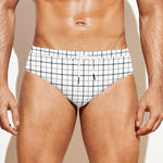 White Tattersall Pattern Print Men's Swim Briefs