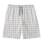 White Tattersall Pattern Print Men's Swim Trunks