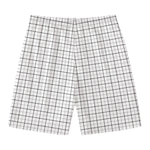White Tattersall Pattern Print Men's Swim Trunks