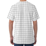 White Tattersall Pattern Print Men's Velvet T-Shirt