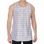 White Tattersall Pattern Print Men's Velvet Tank Top