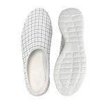 White Tattersall Pattern Print Mesh Casual Shoes