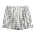 White Tattersall Pattern Print Mesh Shorts