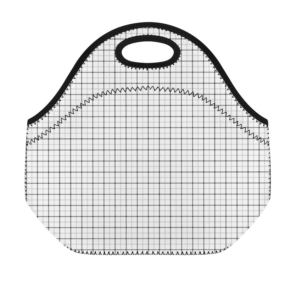 White Tattersall Pattern Print Neoprene Lunch Bag