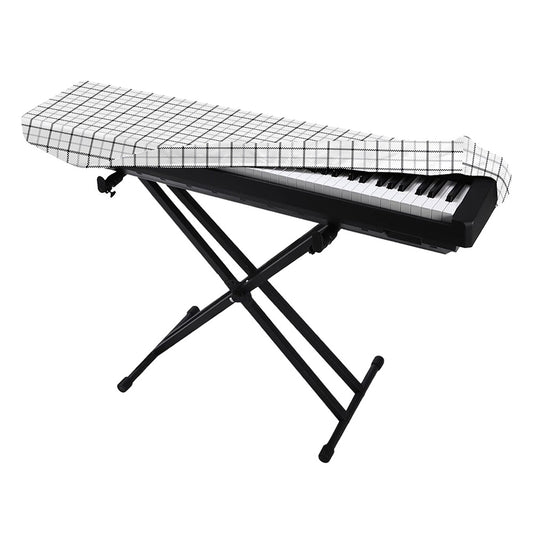 White Tattersall Pattern Print Piano Keyboard Cover