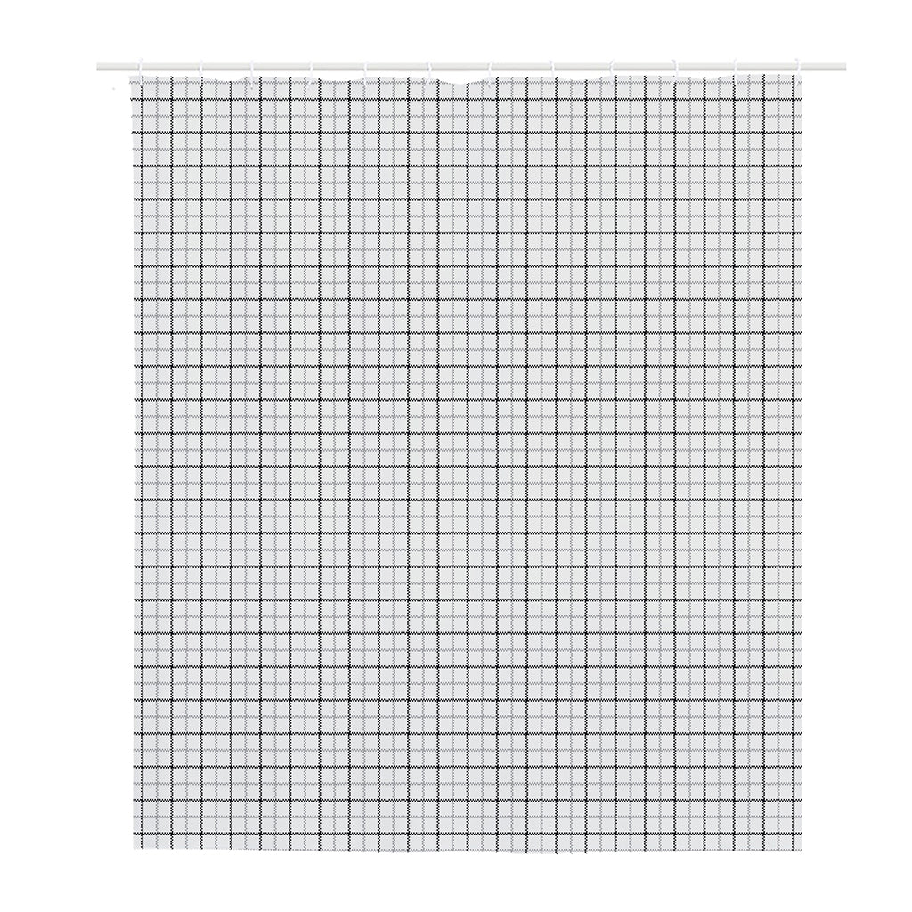 White Tattersall Pattern Print Polyester Shower Curtain