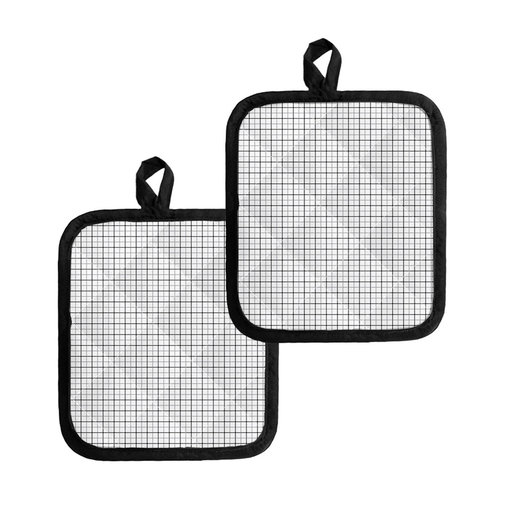 White Tattersall Pattern Print Pot Holders