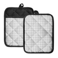 White Tattersall Pattern Print Pot Holders With Pocket