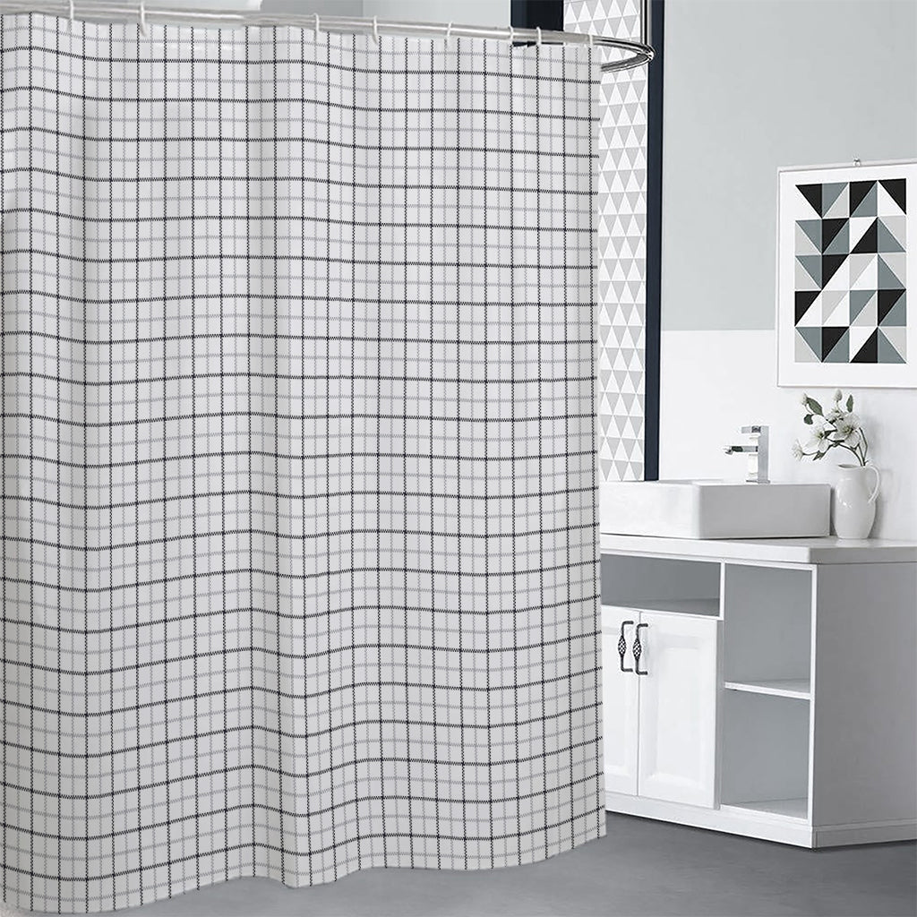 White Tattersall Pattern Print Premium Shower Curtain