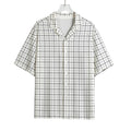 White Tattersall Pattern Print Rayon Hawaiian Shirt