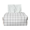 White Tattersall Pattern Print Rectangle Tissue Box Cover