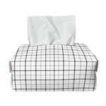 White Tattersall Pattern Print Rectangle Tissue Box Cover