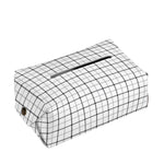 White Tattersall Pattern Print Rectangle Tissue Box Cover