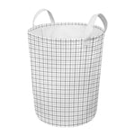 White Tattersall Pattern Print Round Laundry Basket