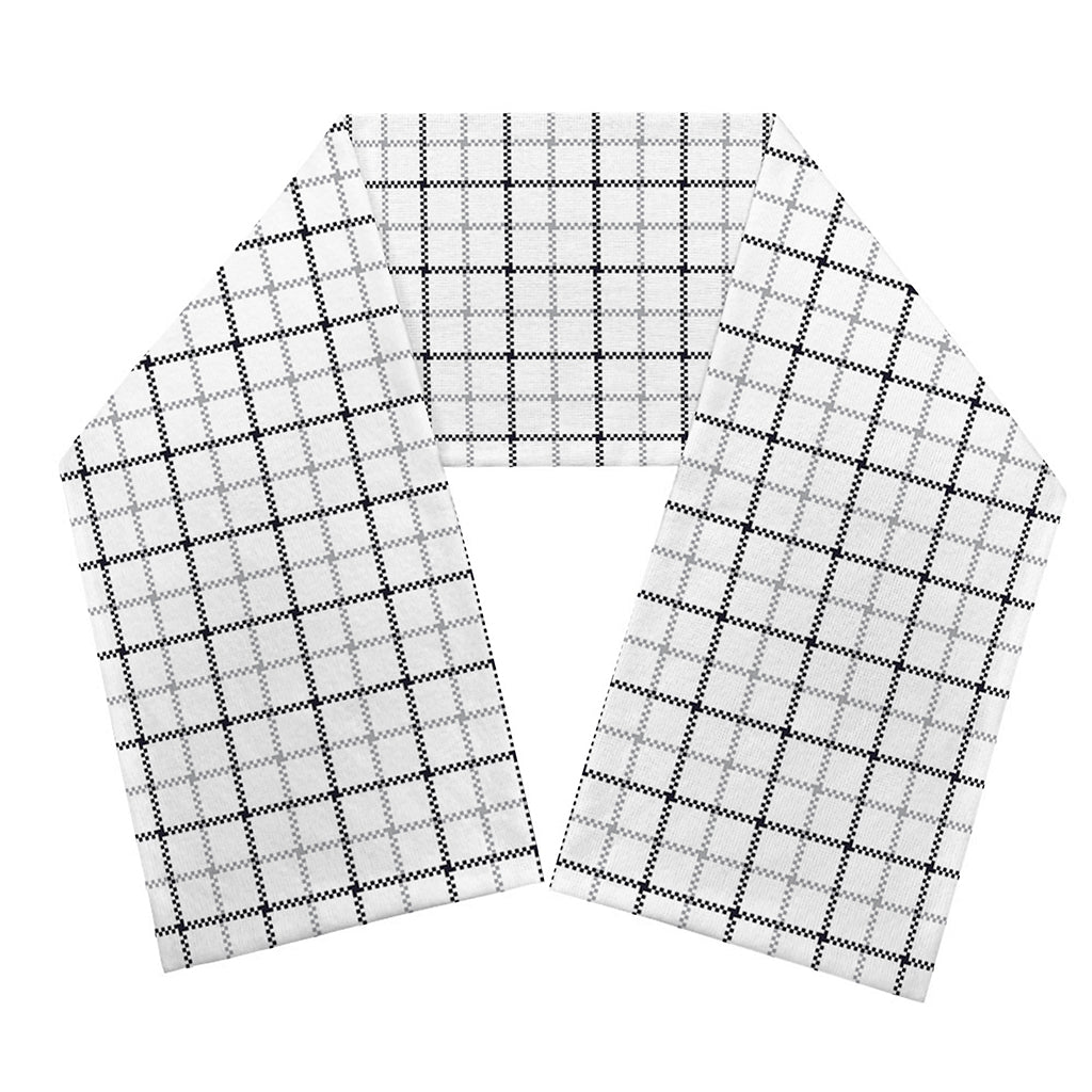 White Tattersall Pattern Print Scarf