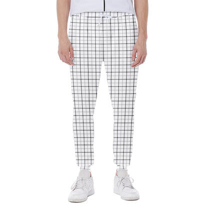 White Tattersall Pattern Print Scuba Joggers